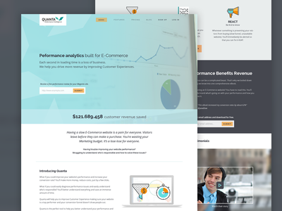 Quanta - Homepage analytics e commerce embedded illustrations landing magento page video website