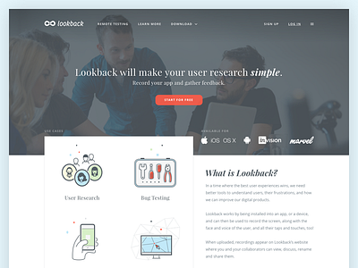 Lookback - Landing page illustrations landing lookback page research startup testing usability user ux website