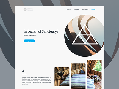 Hide Me – Landing Page Concept airbnb digital hideout holiday homepage landing nomad rental sanctuary vacation