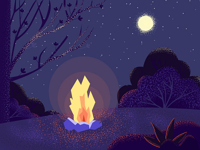 on clear nights ai fire illustration night