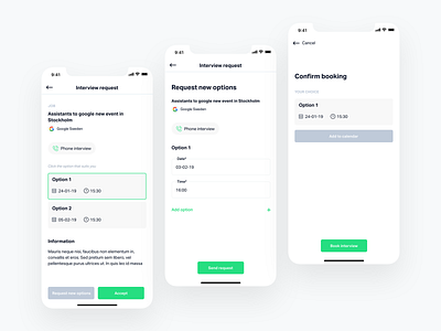 Job search app - Interview request by Joel Wähl on Dribbble