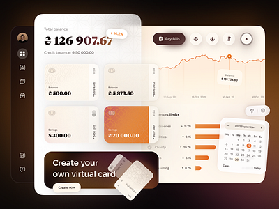 Financial Tracker – Dashboard banking charts dashboard finance financial spending ui ux virtual card wallet
