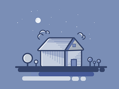 House blue dark design house illustration illustrator little house moon moonlight night tress vector