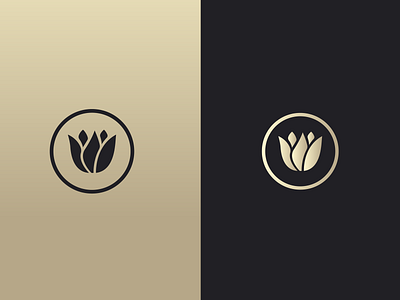 Golden Flower branding design gradient icon identity logo minimal vector