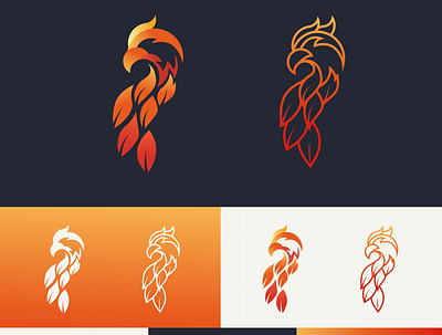 BIRD FLAME animal avatar bird brand design branding character elegant fire flame gradient graphic identity light line art logo mark minimal outline profile symbol