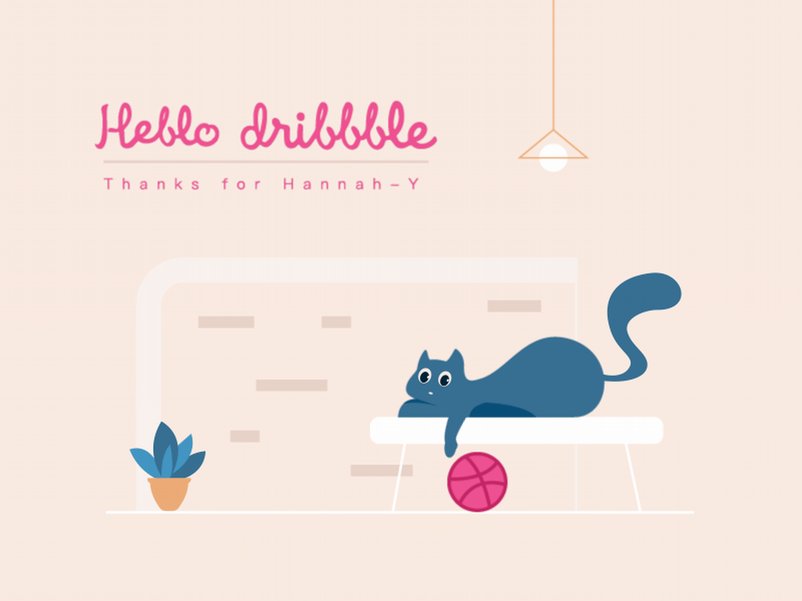 hello dribbble cat illustration