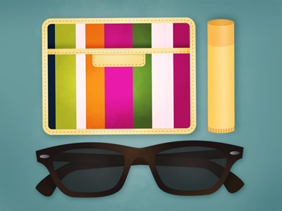 Day 8 What's in your purse? 30 day drawing challenge burts bees chapstick coach daily doodle rayban sunglasses wallet