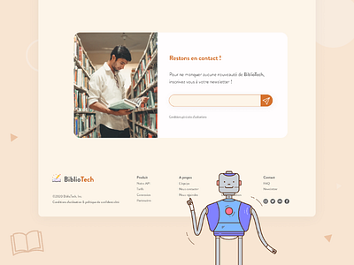 BiblioTech - Keep in touch books illustration landing page library product design school project ui design ux figma webdesign website service