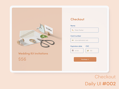 Daily UI 002 - Checkout 002 buy challenge design checkout daily ui 002 daily ui challenge form input interface mockup ipad product design ux wedding