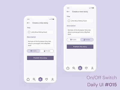 Daily UI 015 - On/Off Switch 015 3d button on off create story daily ui daily ui 015 figma interaces mobile mobile app mockup on off product design publish sign in story switch ui ui challenge ux