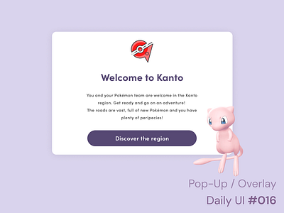 Daily UI 016 - Pop-up / Overlay design desktop figma interface onboarding overlay pokemon pokémon pop up product design ui ux video game welcome