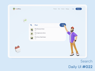 Daily UI 022 - Search 020 character daily ui daily ui 022 figma illustration 3d interface mockup plant product design search search bar search page ui ux