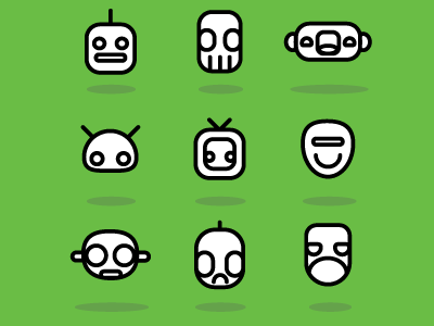 Robot Icons characters cute doodle electronic future icon illustration robot