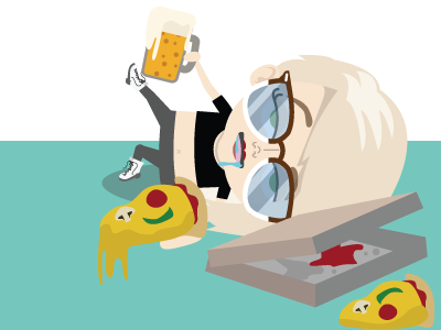 The Future avatar character drunk food coma illustration pizza snacks wasted