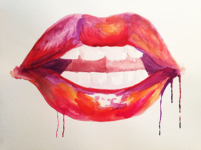 Lips doodle illustration lipstick mouth paint watercolor