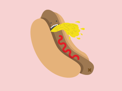 Not a fan of mustard. cute design food graphic design gross hot dog illustration puke