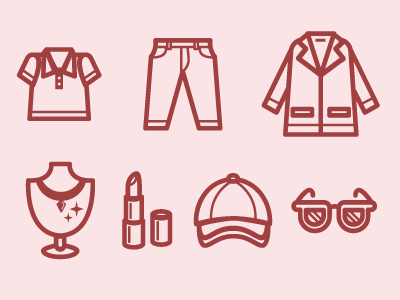 Icon test clothing glasses graphic design hat icons lipstick necklace outerwear pants shirt
