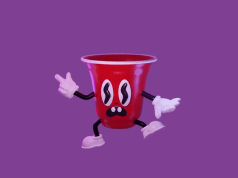 Sloshy 3d character cute drunk modeling render solo cup