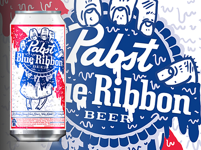 PBR Can Design beer hand illustration pabst