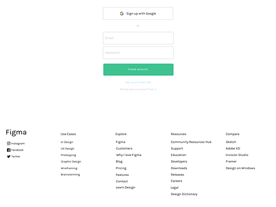 Figma landing page sign up