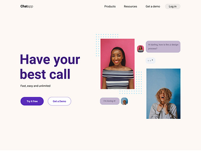 Chat app landing page alignment design flat grid minimal typography ui ux web website