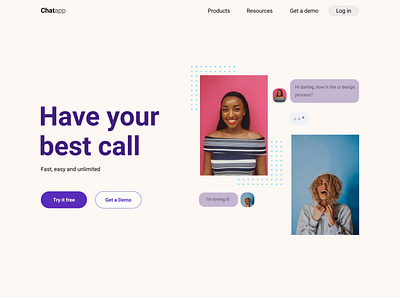 Chat app landing page