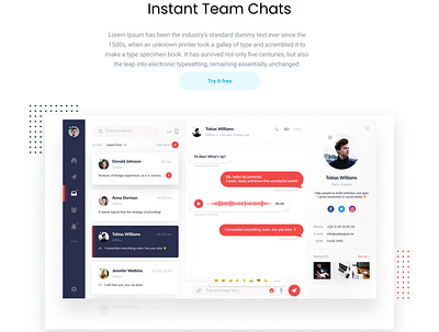 Chat app landing page content alignment design flat grid minimal typography ui ux web website