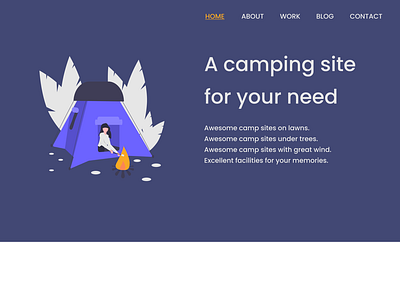 Camping site alignment design flat grid minimal typography ui ux web website