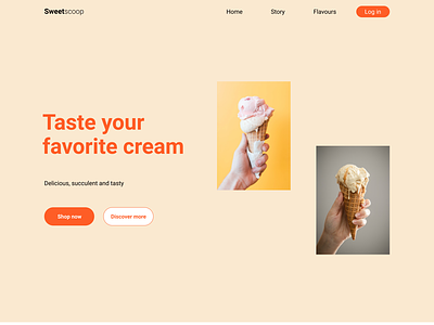 Ice cream site alignment design flat grid minimal typography ui ux web website