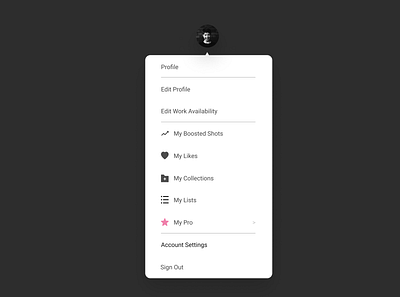 Daily UI :: 027 - Dribbble Dropdown alignment design dropdown flat minimal typography ui ux