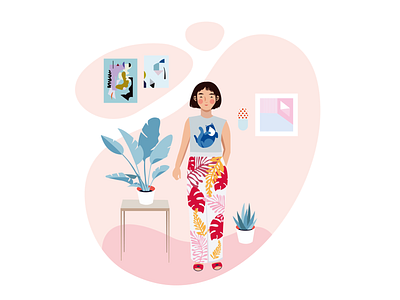 Plant girl character design design flat graphic illustration vector