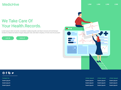 Health Record Managing platform homepage adobeillustator artwork branding homepage illustration landing landing page ui ui ux web deisgn