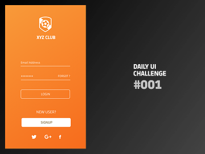 Dailyui 001 - Login Form 100days appscreens challenge dailyui forms login mobileapp signup