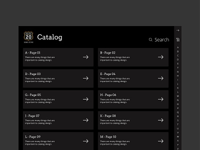 Catalog Design - Dark Theme catalogdesign darktheme darkui indexsearch pagination