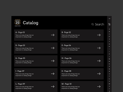 Catalog Design - Dark Theme