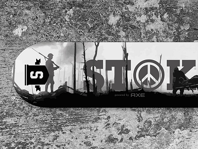 Skateboard Stoked boardshop axe black blackwhite graphic skateboard stijnannendijck white worldwar