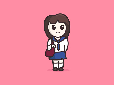Japanese School Girl cartoon character colorful cute design girl illustration japan japanese japanese culture logo mascots playful school youthful