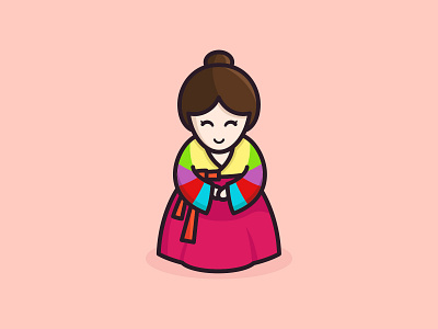 Hanbok Girl cartoon character colorful cute design feminine girl hanbok illustration korean logo mascots minimal playful youthful