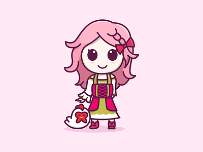 Popuri From Story of Seasons Friend of Mineral Town cartoon character chicken colorful cute design feminine game illustration logo mascots pink playful popuri story of seasons youthful