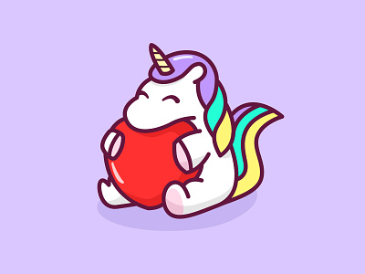 Love Hug cartoon character colorful cute design fluffy heart horse illustration logo mascots playful unicorn youthful