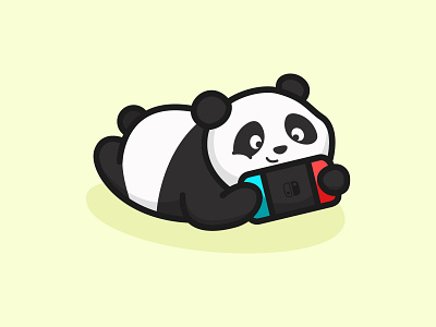 Prone and Play animal cartoon character colorful cute design game illustration logo mascots minimal nitendo panda playful playing switch youthful