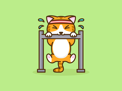 Don't Forget to Workout animal cat character colorful cute feminine gym illustration inspiration mascots sweat work in progress workout yellow youthful