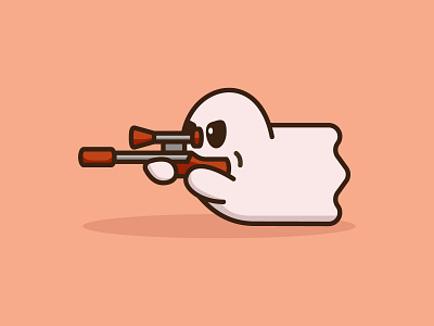 Ghost Shooter cartoon character cute design ghost illustration logo mascots minimal playful scary sniper youthful