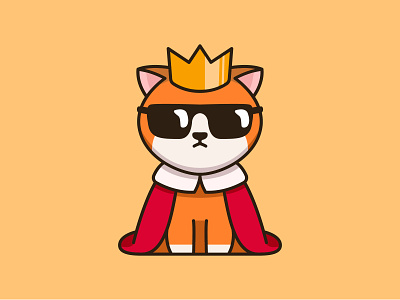 Swag king animal cartoon cat character cloak colorful cute design illustration king logo mascots playful swag youthful