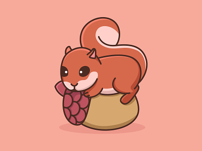 Eat What You Like animal cartoon character colorful cute design illustration logo mascots minimal nut playful simple squirrel youthful