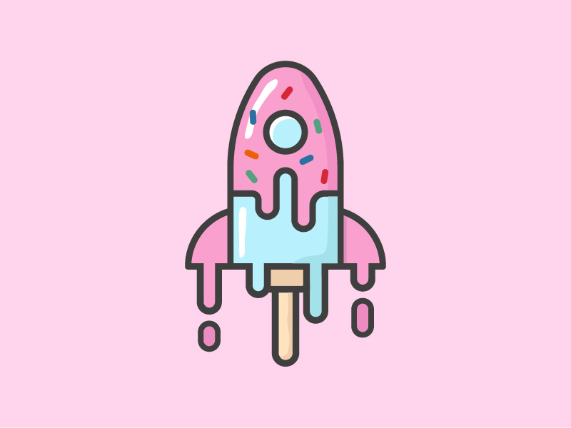 Ice Cream Rocket colorful design youthful animation feminine pink logo rocket ice cream playful logo minimal character flat vector logo design illustration