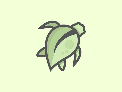 Turtle With Leaf Shell cartoon character green leaf logo logos minimal playful sea simple turtle youthful
