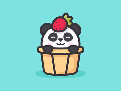 Cupcake and Sweet Panda character cupcake design feminine illustration logo panda strawberry sweet