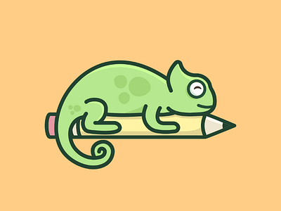 Sleeping Chameleon animal chameleon character cute design illustration logo mascots pencil simple sleeping