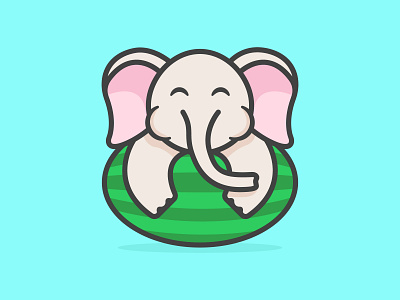 Elephant Watermelon animal cartoon character cute design elephant logo illustration mascots playful watermelon youthful
